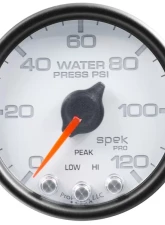 AutoMeter GAUGE; WATER PRESS; 2 1/16in.; 120PSI; STEPPER MOTOR W/PEAK/WARN; WHT/BLK; SPEK                                     - P34512 - Image 3