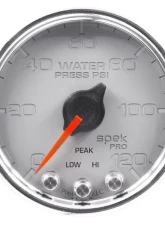 AutoMeter GAUGE; WATER PRESS; 2 1/16in.; 120PSI; STEPPER MOTOR W/PEAK/WRN; SLVR/CHRM; SPEK                                     - P34521 - Image 3