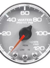 AutoMeter GAUGE; WATER PRESS; 2 1/16in.; 120PSI; STEPPER MOTOR W/PEAK/WRN; SLVR/CHRM; SPEK                                     - P34521 - Image 2