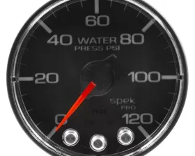 AutoMeter GAUGE; WATER PRESS; 2 1/16in.; 120PSI; STEPPER MOTOR W/PEAK/WARN; BLK/CHRM; SPEK