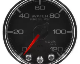 AutoMeter GAUGE; WATER PRESS; 2 1/16in.; 120PSI; STEPPER MOTOR W/PEAK/WARN; BLK/CHRM; SPEK