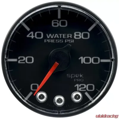 AutoMeter GAUGE; WATER PRESS; 2 1/16in.; 120PSI; STEPPER MOTOR W/PEAK/WARN; BLK/BLK; SPEK - P345328