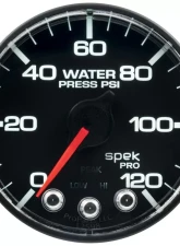 AutoMeter GAUGE; WATER PRESS; 2 1/16in.; 120PSI; STEPPER MOTOR W/PEAK/WARN; BLK/BLK; SPEK                                     - P345328 - Image 2