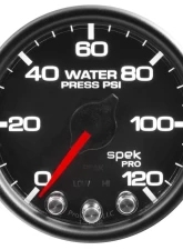 AutoMeter GAUGE; WATER PRESS; 2 1/16in.; 120PSI; STEPPER MOTOR W/PEAK/WARN; BLK/BLK; SPEK                                     - P34532 - Image 2