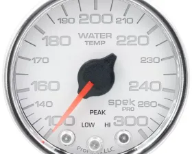 AutoMeter GAUGE; WATER TEMP; 2 1/16in.; 300deg.F; STEPPER MOTOR W/PEAK/WARN; WHT/CHRM; SPE