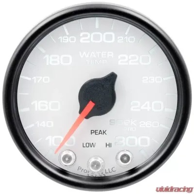AutoMeter GAUGE; WATER TEMP; 2 1/16in.; 300deg.F; STEPPER MOTOR W/PEAK/WARN; WHT/BLK; SPEK - P34612