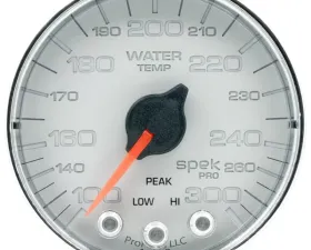 AutoMeter GAUGE; WATER TEMP; 2 1/16in.; 300deg.F; STEPPER MOTOR W/PEAK/WARN; SLVR/CHRM; SP