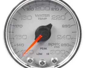 AutoMeter GAUGE; WATER TEMP; 2 1/16in.; 300deg.F; STEPPER MOTOR W/PEAK/WARN; SLVR/CHRM; SP