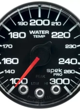 AutoMeter GAUGE; WATER TEMP; 2 1/16in.; 300deg.F; STPR MTR W/PK/WRN; BLK/BLK; SPEK; NO O-R                                     - P346324 - Image 2