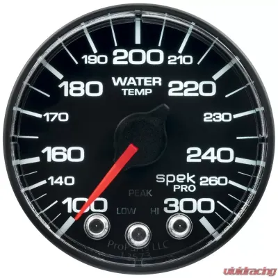 AutoMeter GAUGE; WATER TEMP; 2 1/16in.; 300deg.F; STPR MTR W/PK/WRN; BLK/BLK; SPEK; NO O-R - P346324