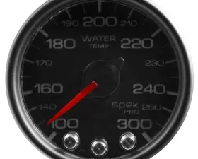 AutoMeter GAUGE; WATER TEMP; 2 1/16in.; 300deg.F; STEPPER MOTOR W/PEAK/WARN; BLK/BLK; SPEK