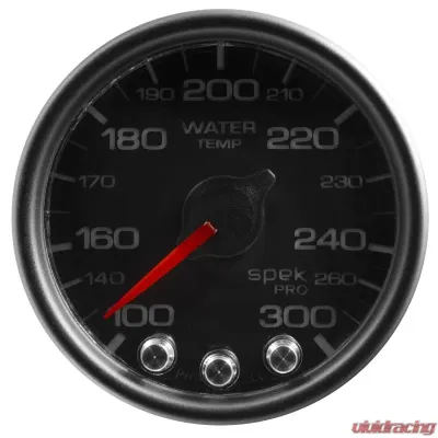 AutoMeter GAUGE; WATER TEMP; 2 1/16in.; 300deg.F; STEPPER MOTOR W/PEAK/WARN; BLK/BLK; SPEK - P34632