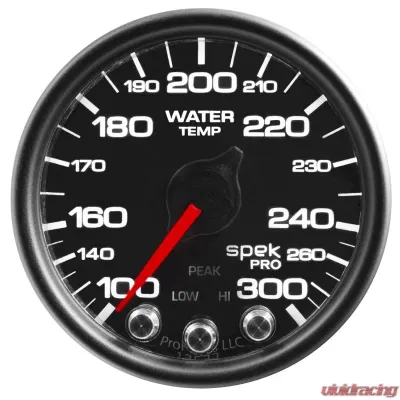 AutoMeter GAUGE; WATER TEMP; 2 1/16in.; 300deg.F; STEPPER MOTOR W/PEAK/WARN; BLK/BLK; SPEK - P34632