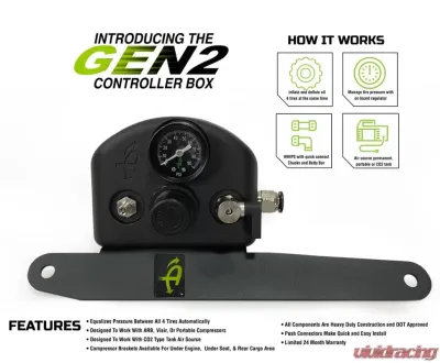 Up Down Air Jeep JK Tire Inflator System 4 Tire For 18-20 Jeep Wrangler 2/4 Door W/Engine Mount With Box, Fittings, Hoses and Storage Bag Black - 218-1819