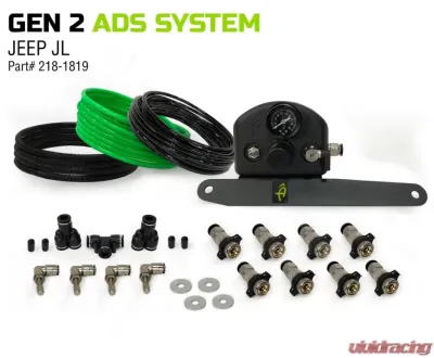 Up Down Air Jeep JK Tire Inflator System 4 Tire For 18-20 Jeep Wrangler 2/4 Door W/Engine Mount With Box, Fittings, Hoses and Storage Bag Black - 218-1819