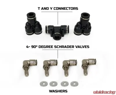 Up Down Air Jeep JK Tire Inflator System 4 Tire For 18-20 Jeep Wrangler 2/4 Door W/Engine Mount With Box, Fittings, Hoses and Storage Bag Black - 218-1819