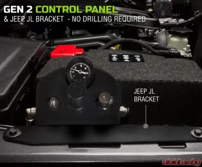 Up Down Air Jeep JK Tire Inflator System 4 Tire For 18-20 Jeep Wrangler 2/4 Door W/Engine Mount With Box, Fittings, Hoses and Storage Bag Black - 218-1819