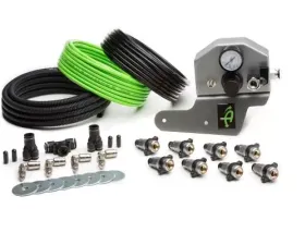 Up Down Air Jeep JK Tire Inflator System 4 Tire For 07-18 Wrangler JK 2/4 Door W/Engine Mount With Box, Fittings, Hoses and Storage Bag Black
