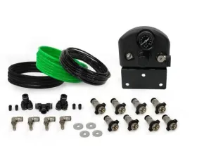 Up Down Air Tire Inflator System 4 Tire Universal With Box, Fittings, Hoses and Storage Bag Black