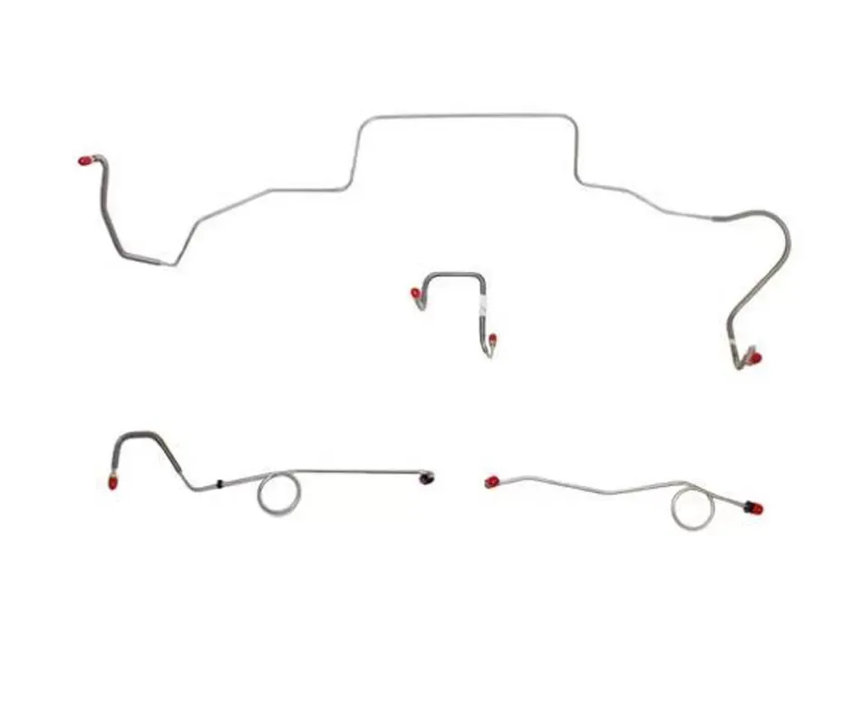 Fine Lines Complete Brake Line & Hose Kit For 67 Mopar B-Body Standard Drum Brakes Right Front Clips Under Column Then Rises 4.5 Inch Above Bell Housing 8 3/4 Axle Stainless - BLH100SS