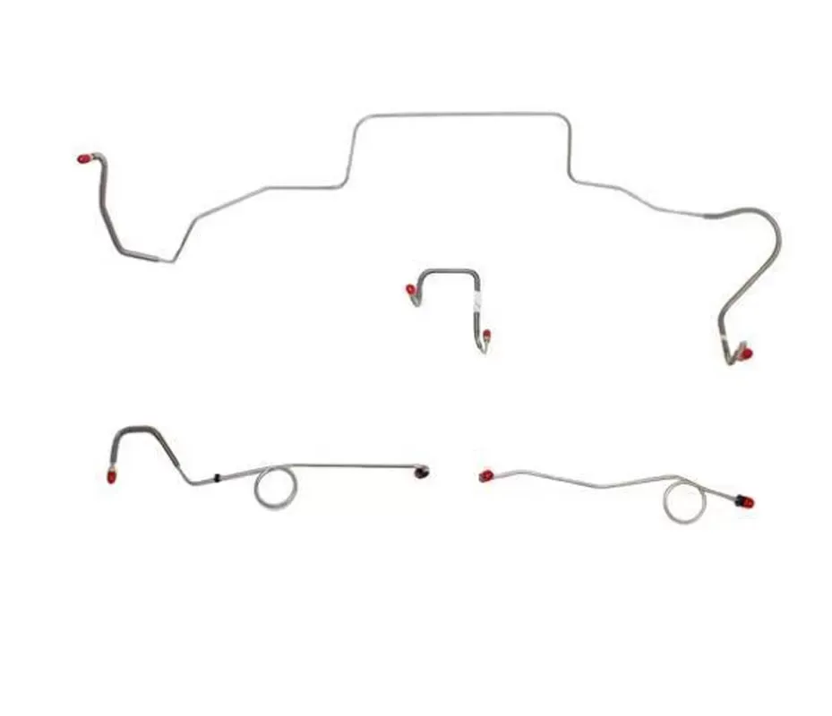 Fine Lines Complete Brake Line & Hose Kit For 67 Mopar B-Body Standard Drum Brakes Right Front Clips Under Column Then Rises 4.5 Inch Above Bell Housing DANA Axle Stainless - BLH120SS