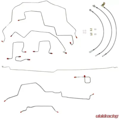 Fine Lines Complete Brake Line & Hose Kit For 98-01 Ram 2500/3500 4WD Dana 80 Rear Drum AWABS Ext Cab/Short Bed non-Dually Stainless - BLH78