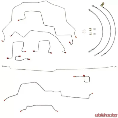 Fine Lines Complete Brake Line & Hose Kit For 98-01 Ram 2500 4WD Automatic Trans Rear Drum RWABS Ext Cab/Long Bed non-Dually Stainless - BLH82
