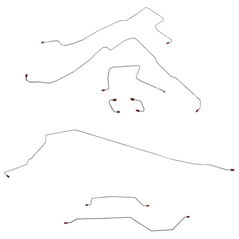 Fine Lines Complete Brake Line Kit For 97-06 Jeep Wrangler TJ w/o ABS Dana 35 Rear Drum Complete Stainless - CBK0007SS