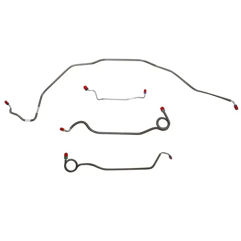 Fine Lines Front Brake Line Kit For 69-72 Chevrolet Chevelle Malibu El Camino w/ Standard Drum Brakes Front 4 Piece Brake Set Steel - CKT6901OM