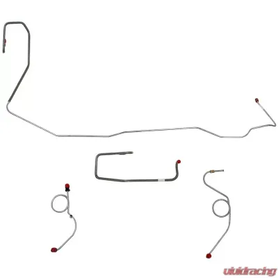 Fine Lines Front Brake Line Kit For 70-73 Mopar E-Body Power Drum Right Front Routes Under Frame 4 Piece Stainless - EKT7002SS