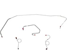 Fine Lines Front Brake Line Kit For 71-73 Mopar E-Body Standard Drum Right Front Line Routed Over Frame Rail on Passenger Side 4 Piece Set Stainless