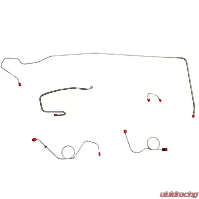 Fine Lines Front Brake Line Kit For 71 Mopar E-Body Non-Hemi Power Disc 1 Piece Rear Line Right Front Line Routes Over Frame 5 Piece Set Stainless - EKT7103SS