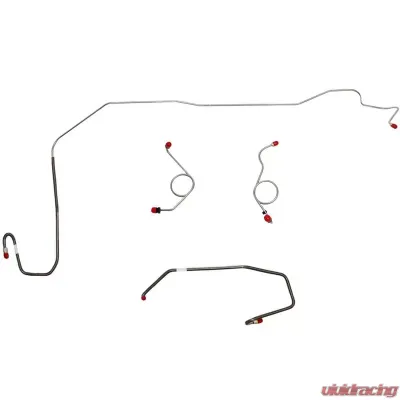 Fine Lines Front Brake Line Kit For 72-73 Mopar E-Body Power Disc Right Front Line Routed Under Frame Rail on Passenger Side 4 Piece Set Steel - EKT7203OM