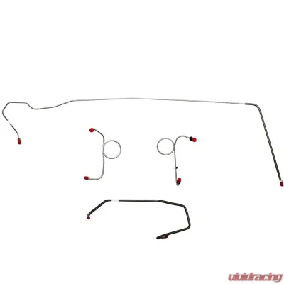 Fine Lines Front Brake Line Kit For 72-73 Mopar E-Body Manual Disc Right Front Line Routed Over Frame Rail on Passenger Side 4 Piece Brake Set Stainless - EKT7204SS