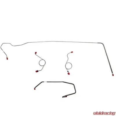 Fine Lines Front Brake Line Kit For 72-73 Mopar E-Body Power Disc Right Front Line Routed Over Frame Rail on Passenger Side 4 Piece Brake Set Steel - EKT7205OM