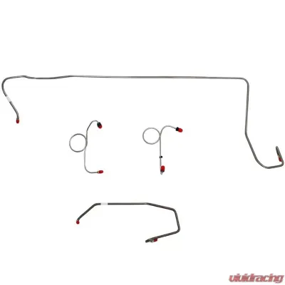 Fine Lines Front Brake Line Kit For 74 Mopar E-Body Manual Disc Right Front Line Routed Under Frame Rail on Passenger Side 4 Piece Brake Set Stainless - EKT7402SS