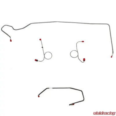 Fine Lines Front Brake Line Kit For 74 Mopar E-Body Manual Disc Right Front Line Routed Over Frame Rail on Passenger Side 4 Piece Brake Set Stainless - EKT7404SS