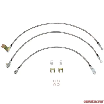 Fine Lines Brake Hose Kit For 97-01 Dodge Ram 4WD w/ Rear Drum Complete Kit 3pcs Braided Stainless - HSK0050SS