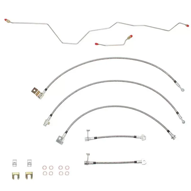 Fine Lines Brake Hose Kit For 01-02 Dodge Ram 2500/3500 4WD w/ Rear Disc and Automatic Trans Complete Kit 5pcs Braided Stainless - HSK0051SS