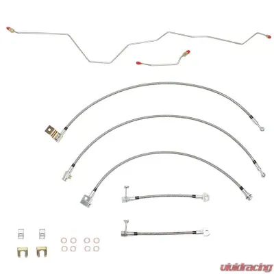 Fine Lines Brake Hose Kit For 01-02 Dodge Ram 2500/3500 4WD w/ Rear Disc and Automatic Trans Complete Kit 5pcs Braided Stainless - HSK0051SS