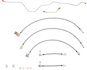 Fine Lines Brake Hose Kit For 01-02 Dodge Ram 2500/3500 4WD w/ Rear Disc and Manual Trans Complete Kit 5pcs Braided Stainless