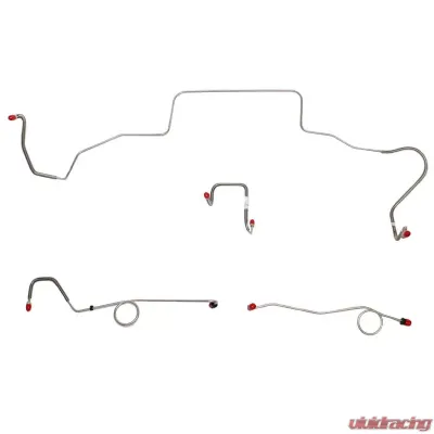 Fine Lines Front Brake Line Kit For 67 Mopar B-Body Standard Brakes w/ Right-Front Line Routes Over Frame and Attaches Under Steering Column Front 4 Line Kit Stainless - RKT6701SS