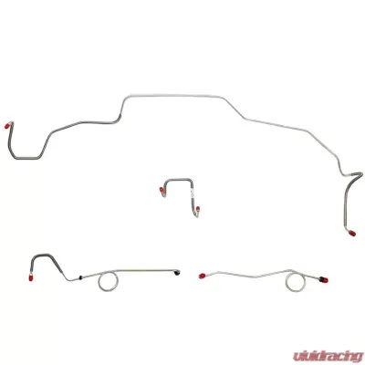 Fine Lines Front Brake Line Kit For 67 Mopar B-Body Standard Brakes w/ Right-Front Line Attaches to Inner Fender and Routes Over Frame Front 4 Line Kit Stainless - RKT6703SS