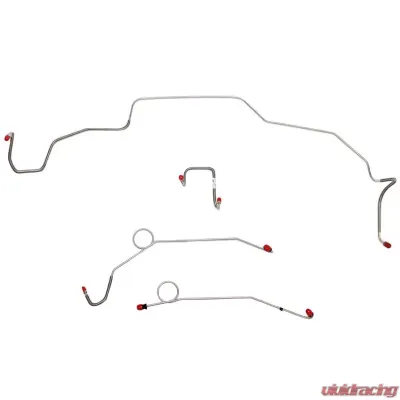 Fine Lines Front Brake Line Kit For 67 All and 68-69 Mopar B-Body Hemi w/Right-Front Attach to Inner Fender Power w/Right-Front thru Inner Fender Front 4 Line Kit Stainless - RKT6706SS