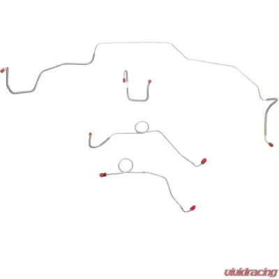 Fine Lines Front Brake Line Kit For 68-70 Mopar B-Body Power Disc Brake Left M/C Port 4 Line w/ 2 Piece Right-Front Over Frame Stainless - RKT6806SS