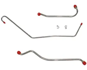 Fine Lines Pump to Carburetor Fuel Line For 69 Chevrolet Bel Air Biscayne Impala Chevelle El Camino Caprice 350CID 4BBL w/ Quadrajet 3 Line Kit Incl. Return Stainless