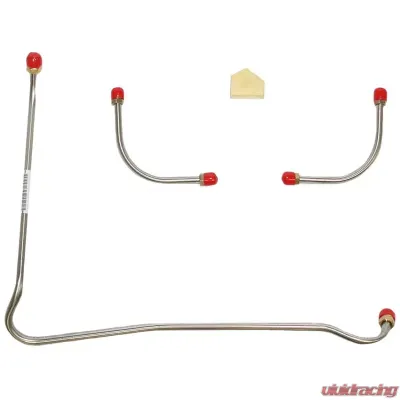Fine Lines Pump to Carburetor Fuel Line For 67-68 Bel Air Biscayne Impala Camaro Z28 Chevelle Malibu El Camino 396 CID/375 HP 3 Line Kit and Brass BLK Stainless - FPC6775SS