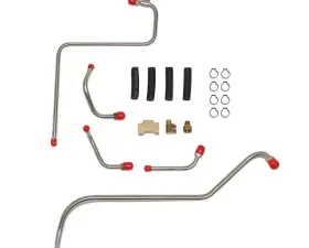 Fine Lines Pump to Carburetor Fuel Line For 66 Mopar B-Body 66-67 Mopar A-Body 426 Hemi Dual 4BBL 5 Line Kit Bracket and Tee Stainless