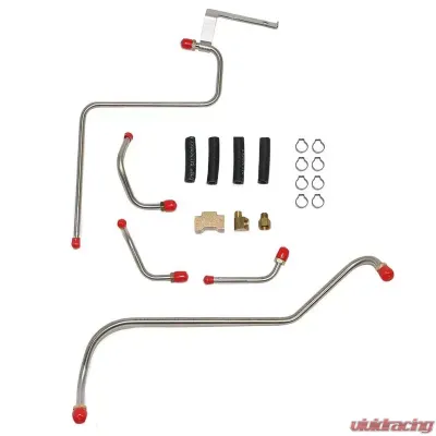 Fine Lines Pump to Carburetor Fuel Line For 66 Mopar B-Body 66-67 Mopar A-Body 426 Hemi Dual 4BBL 5 Line Kit Bracket and Tee Stainless - RPC6602SS
