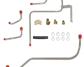 Fine Lines Pump to Carburetor Fuel Line For 67 Mopar B-Body 426 Hemi Dual Carbs 5 Line Kit Bracket and Tee Stainless